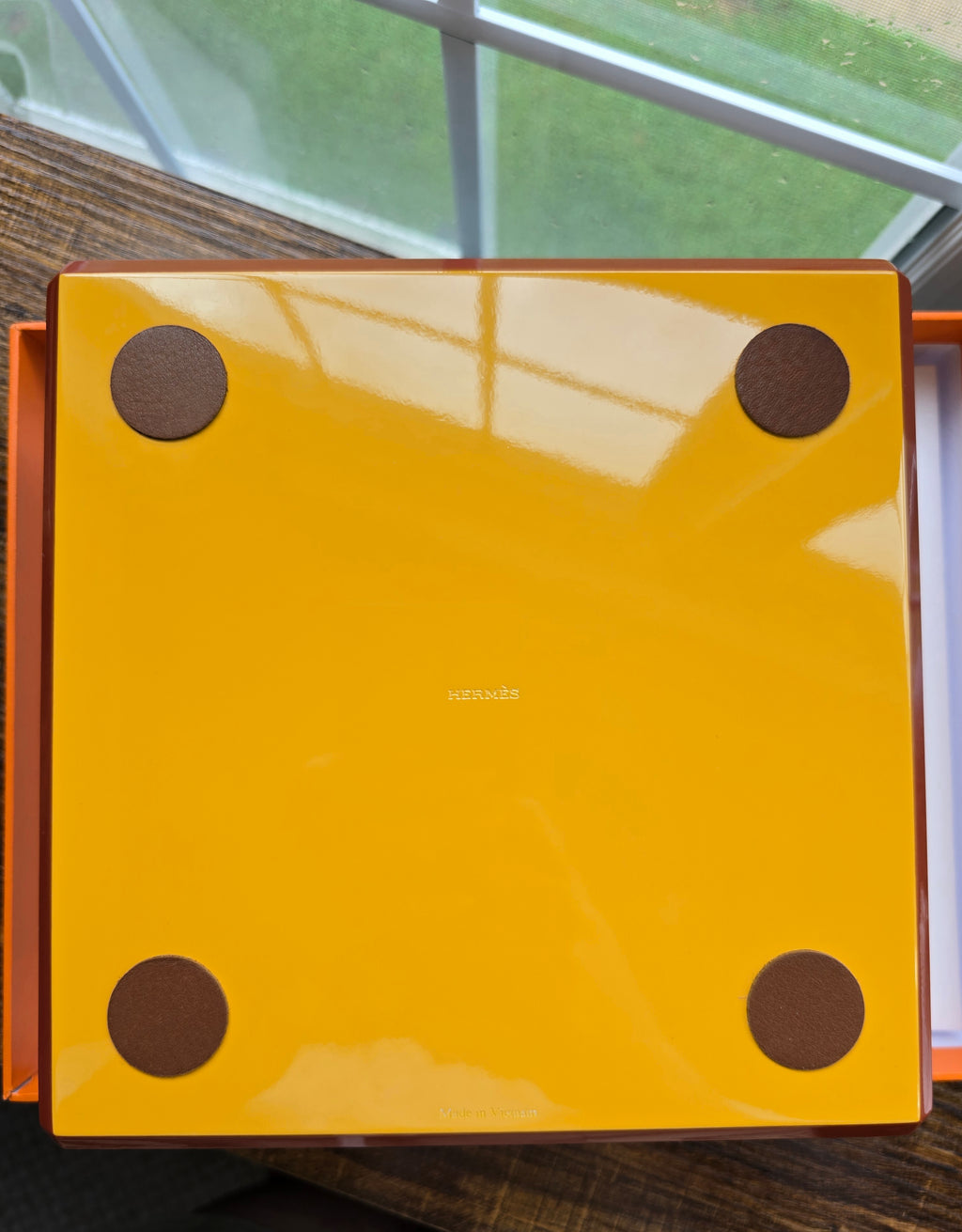 Authentic Hermès Facettes Yellow Lacquer Jewelry Box