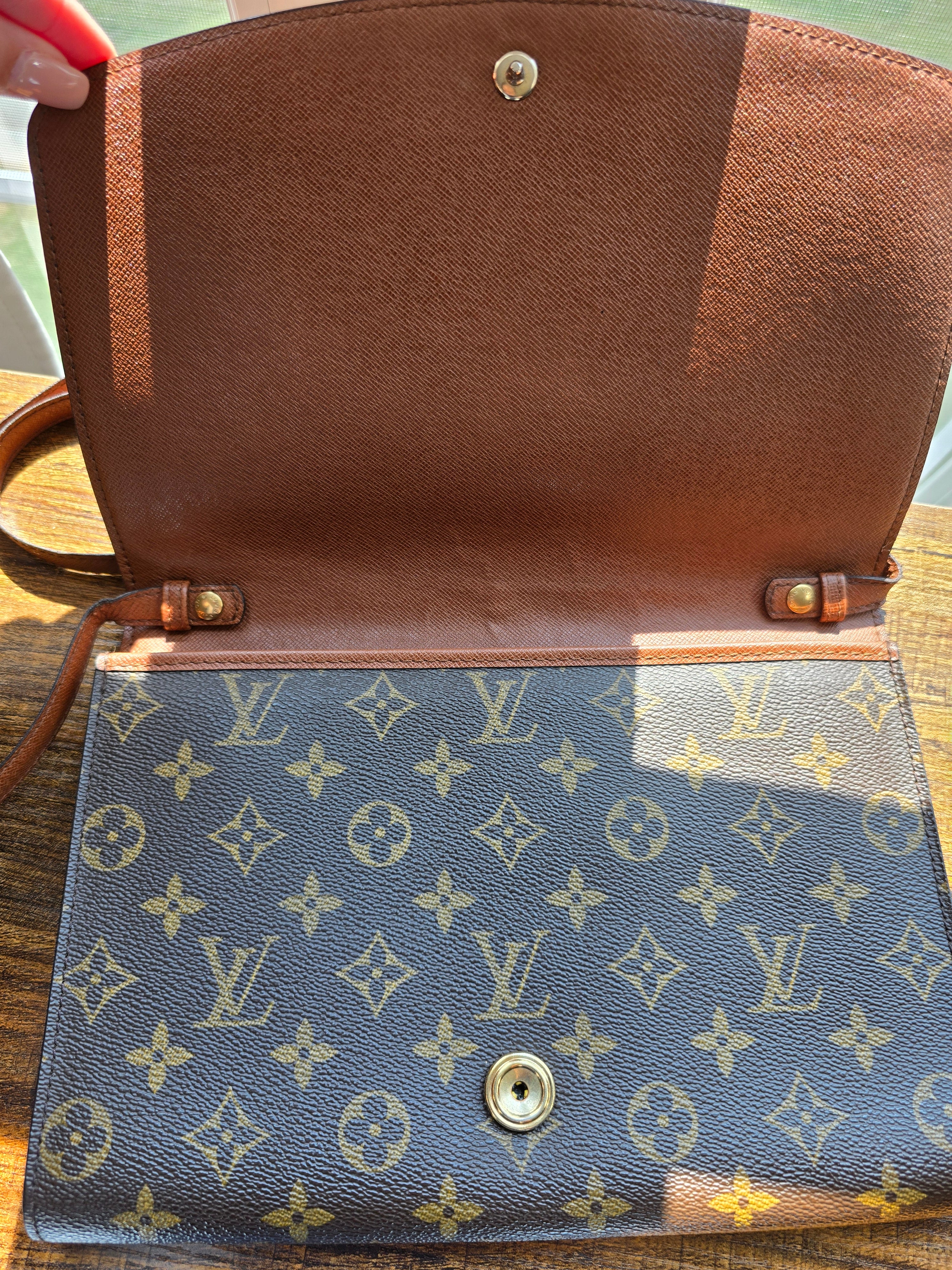 Authentic Vintage Louis Vuitton Monogram Pochette Bordeaux 2‑Way Clutch & Shoulder Bag (1995)
