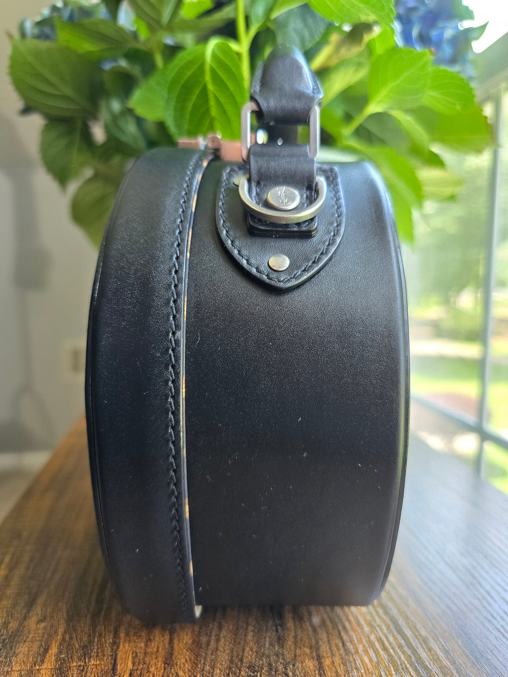 Authentic Saint Laurent Mica Hatbox Handbag with Crossbody Strap