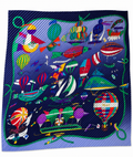 Authentic Hermès "Les Folies du Ciel" Carré Plissé 90 Pleated Silk Scarf