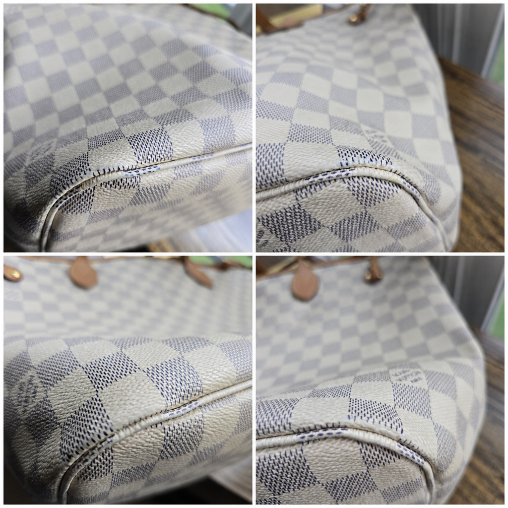 Authentic Louis Vuitton Damier Azur Ballerina Pink Neverfull MM with Pouch