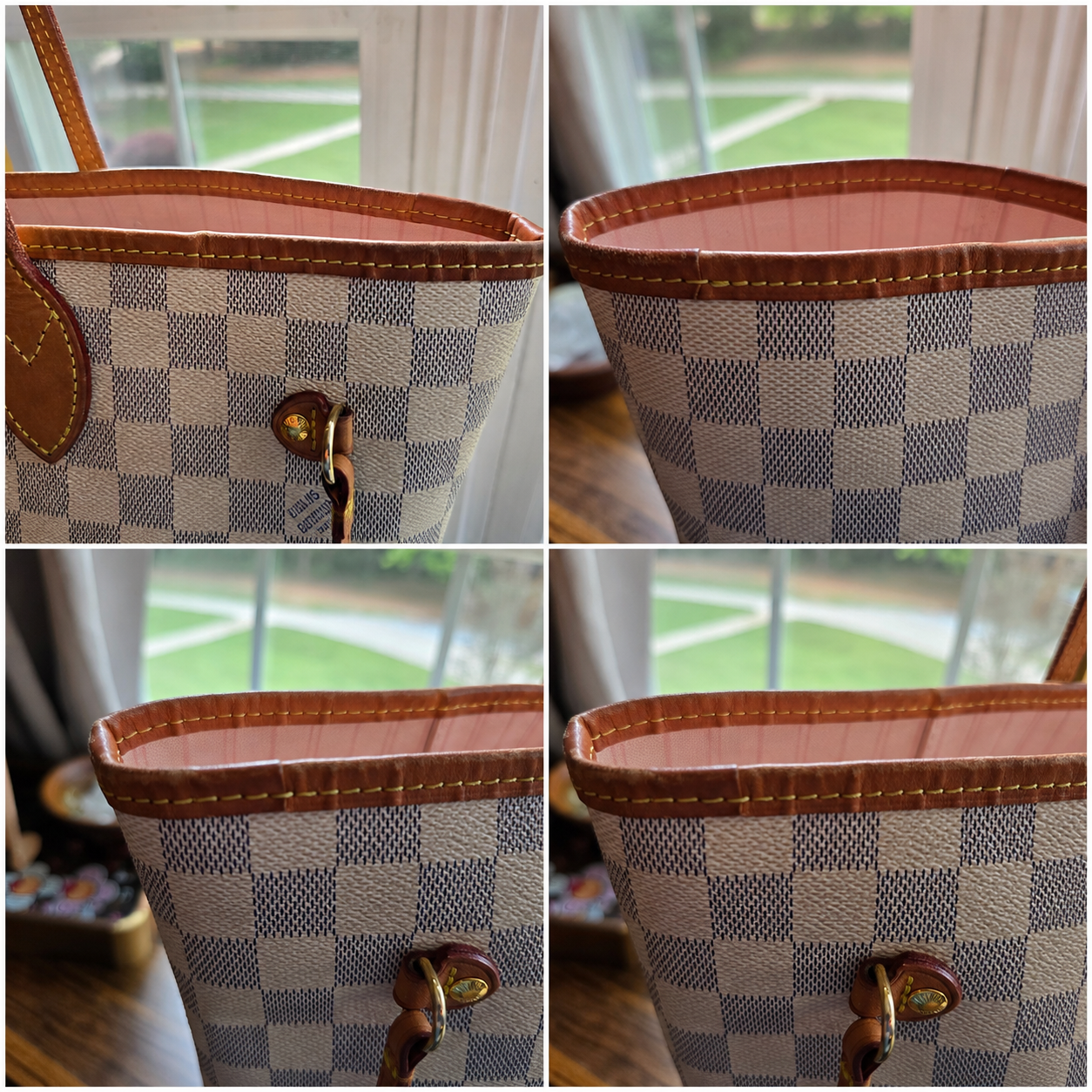 Authentic Louis Vuitton Damier Azur Ballerina Pink Neverfull MM with Pouch