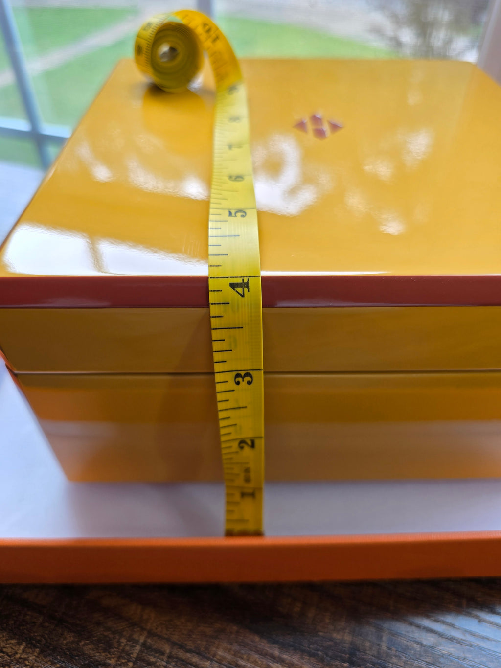 Authentic Hermès Facettes Yellow Lacquer Jewelry Box