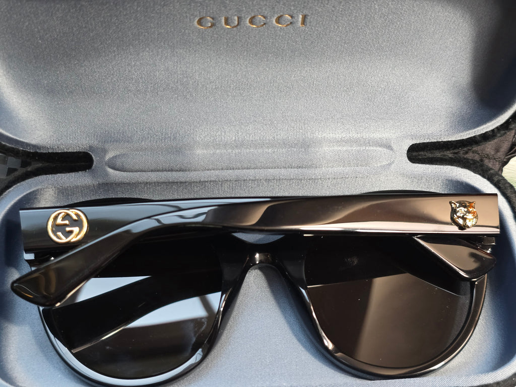 Authentic Gucci GG0028S Black Cat-Eye Sunglasses