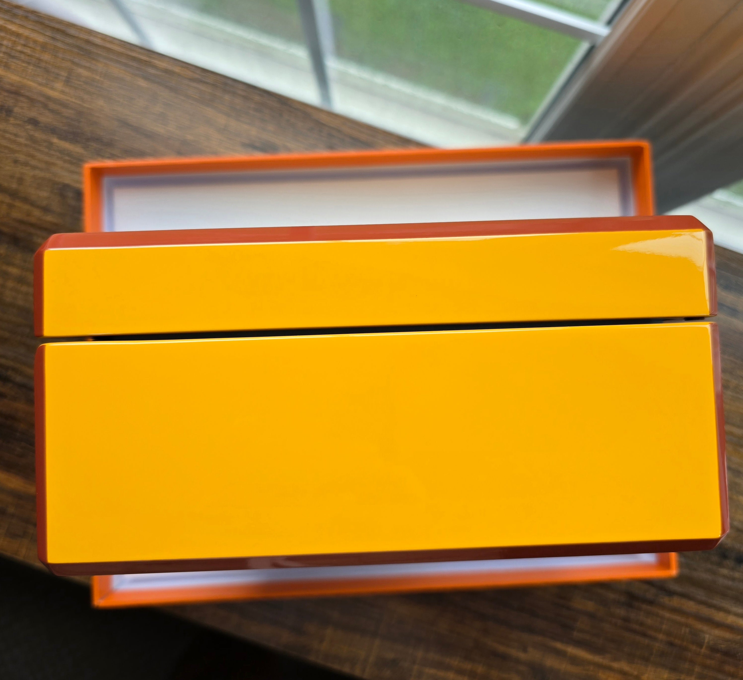 Authentic Hermès Facettes Yellow Lacquer Jewelry Box