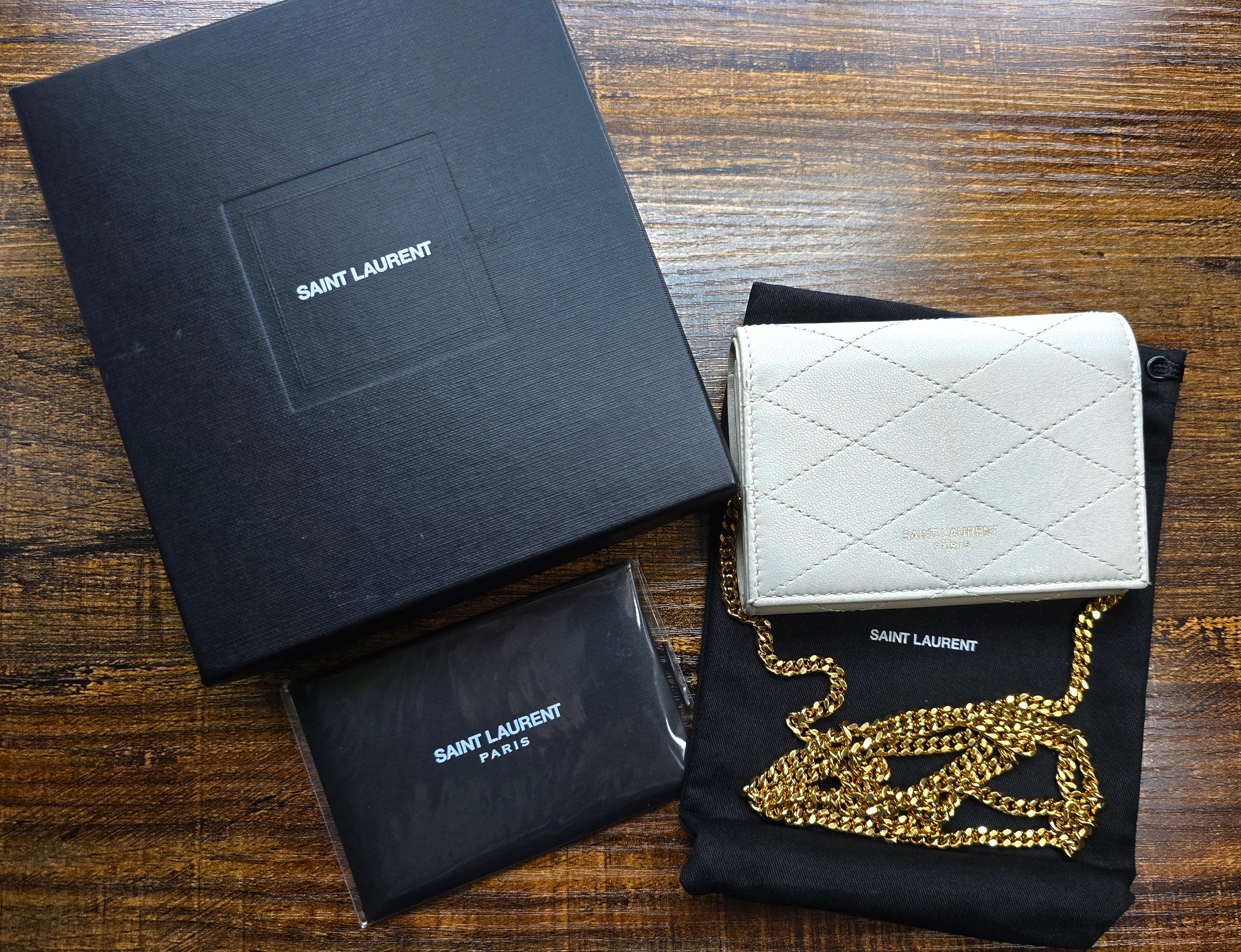 Authentic Saint Laurent Micro Wallet on a Chain- Full Inclusion