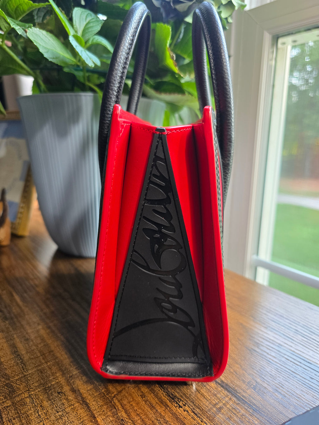 Authentic Christian Louboutin Leopard-Print Suede & Canvas Paloma Mini Tote