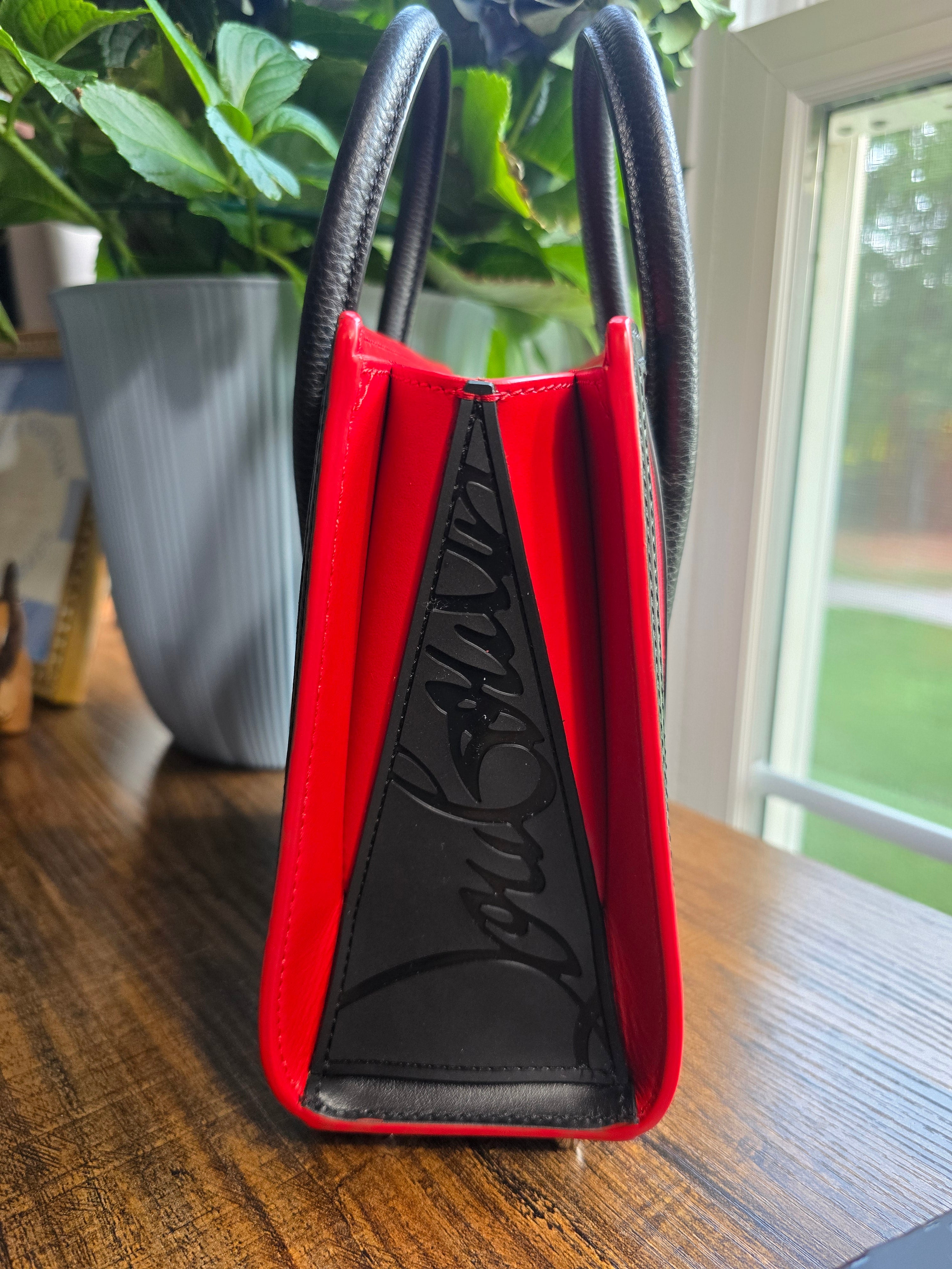 Authentic Christian Louboutin Leopard-Print Suede & Canvas Paloma Mini Tote