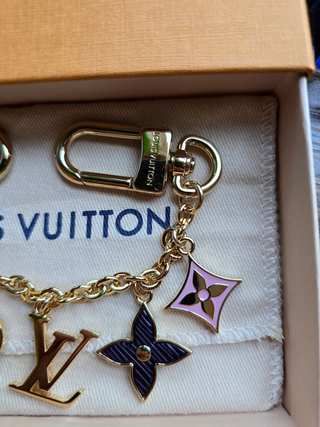 Authentic Louis Vuitton Damier Azur Speedy 30 (2007), Louis Vuitton Summer Garden BB Bandeau and Louis Vuitton Spring Street Chain Bag Charm