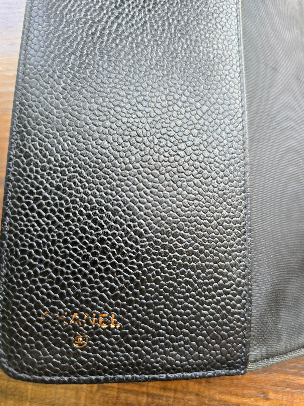 Authentic CHANEL Black Caviar Leather Agenda Cover with CC Logo