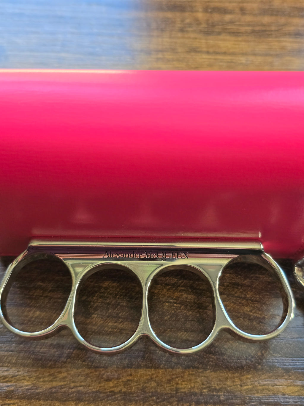 Authentic Alexander McQueen Four Ring Micro Bag- Pink Calfskin Leather