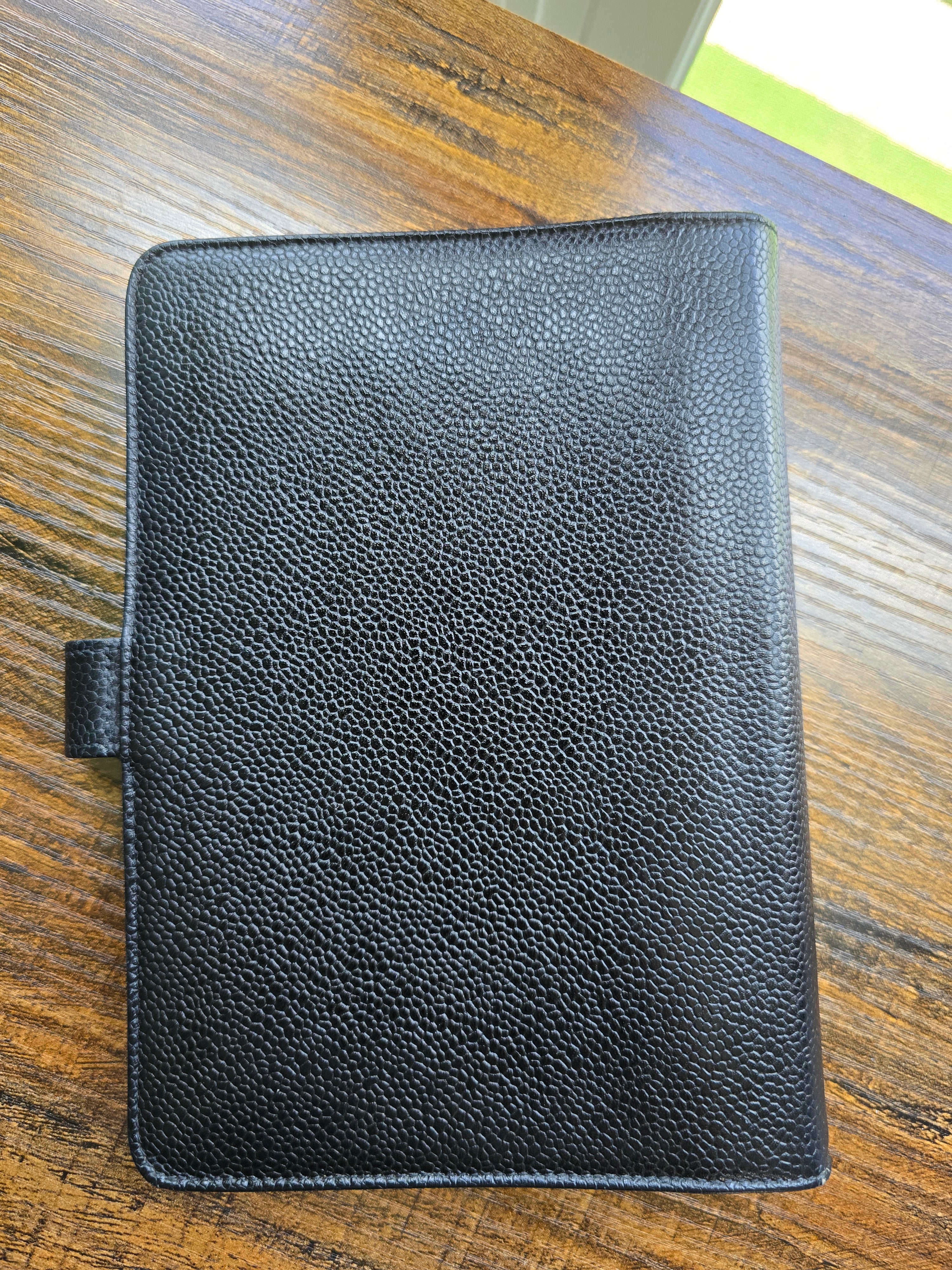 Authentic CHANEL Black Caviar Leather Agenda Cover with CC Logo