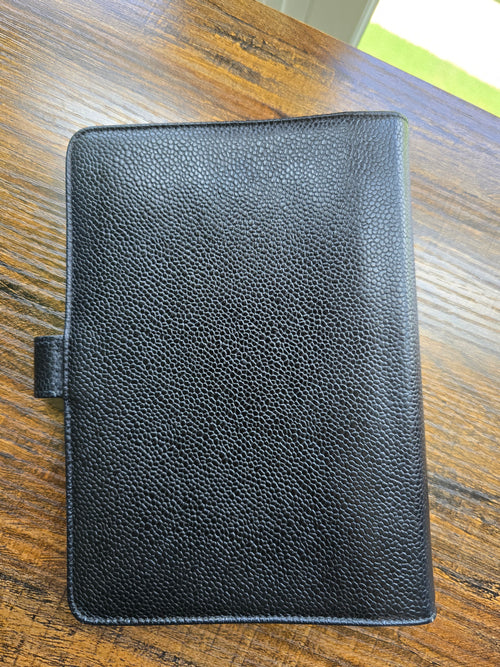 Authentic CHANEL Black Caviar Leather Agenda Cover with CC Logo