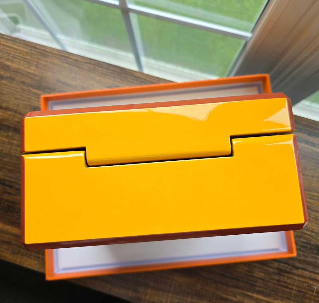 Authentic Hermès Facettes Yellow Lacquer Jewelry Box