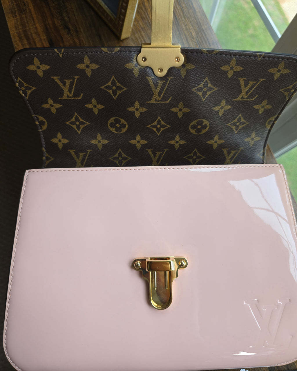 Authentic Louis Vuitton Cherrywood Vernis Leather Crossbody Bag (2019)