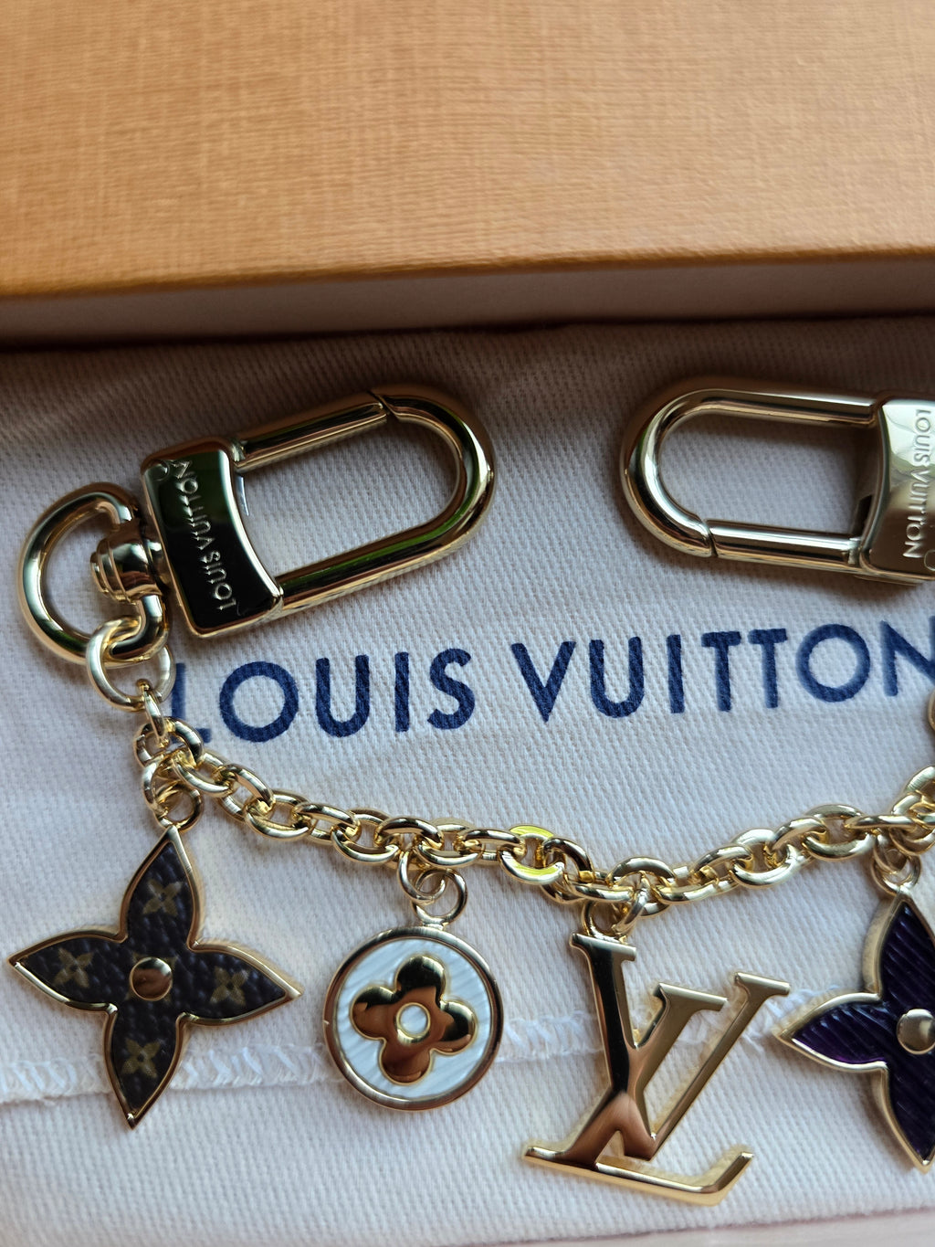 Authentic Louis Vuitton Damier Azur Speedy 30 (2007), Louis Vuitton Summer Garden BB Bandeau and Louis Vuitton Spring Street Chain Bag Charm