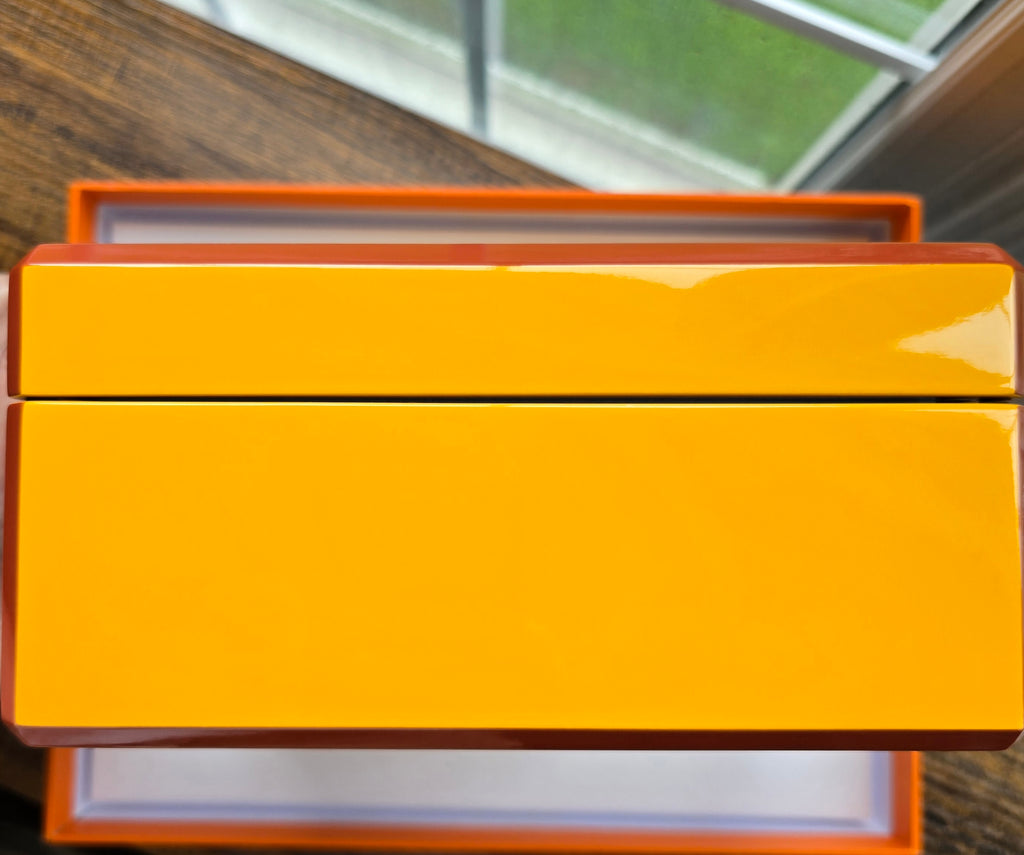 Authentic Hermès Facettes Yellow Lacquer Jewelry Box