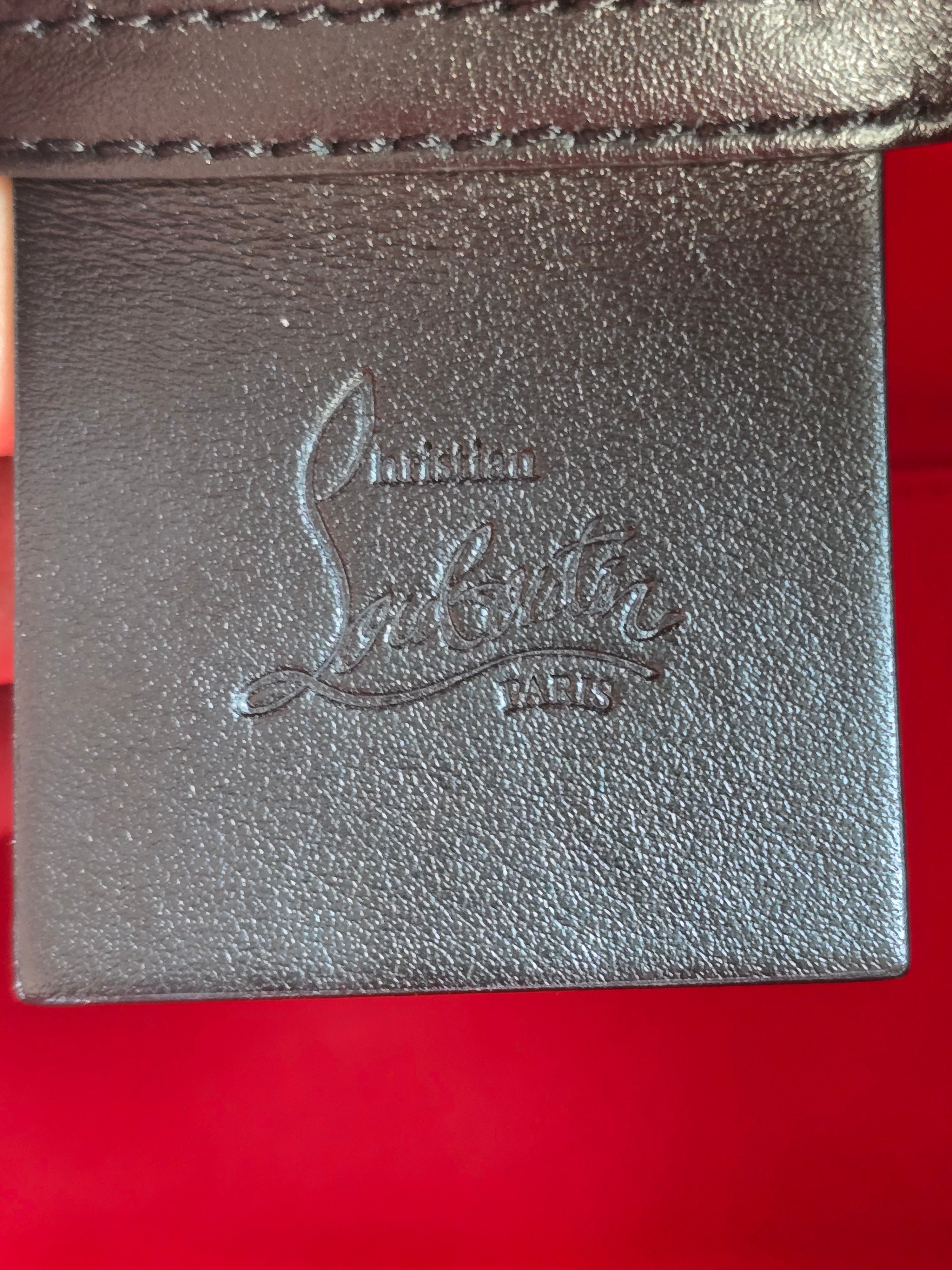 Authentic Christian Louboutin Leopard-Print Suede & Canvas Paloma Mini Tote