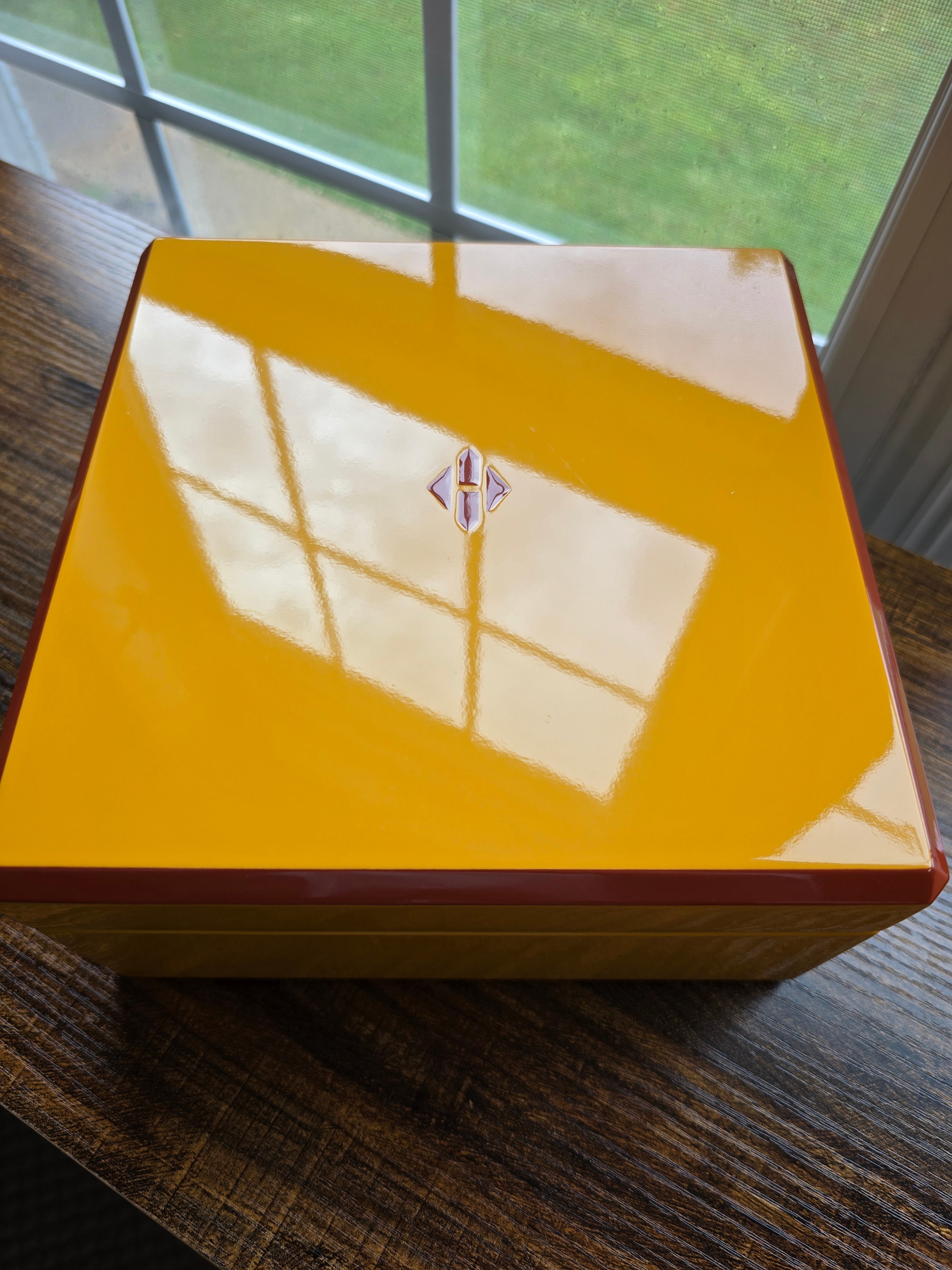 Authentic Hermès Facettes Yellow Lacquer Jewelry Box
