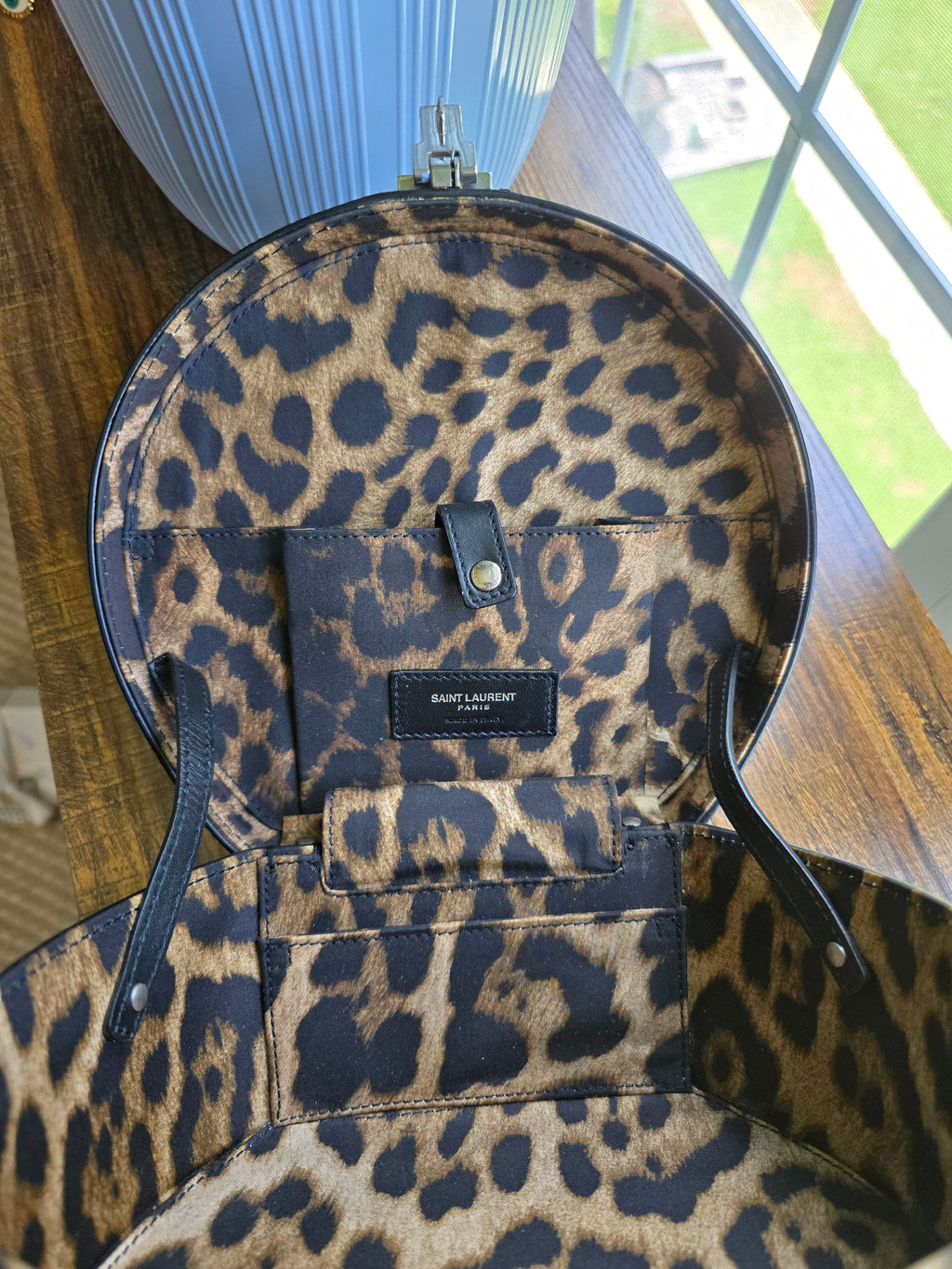 Authentic Saint Laurent Mica Hatbox Handbag with Crossbody Strap