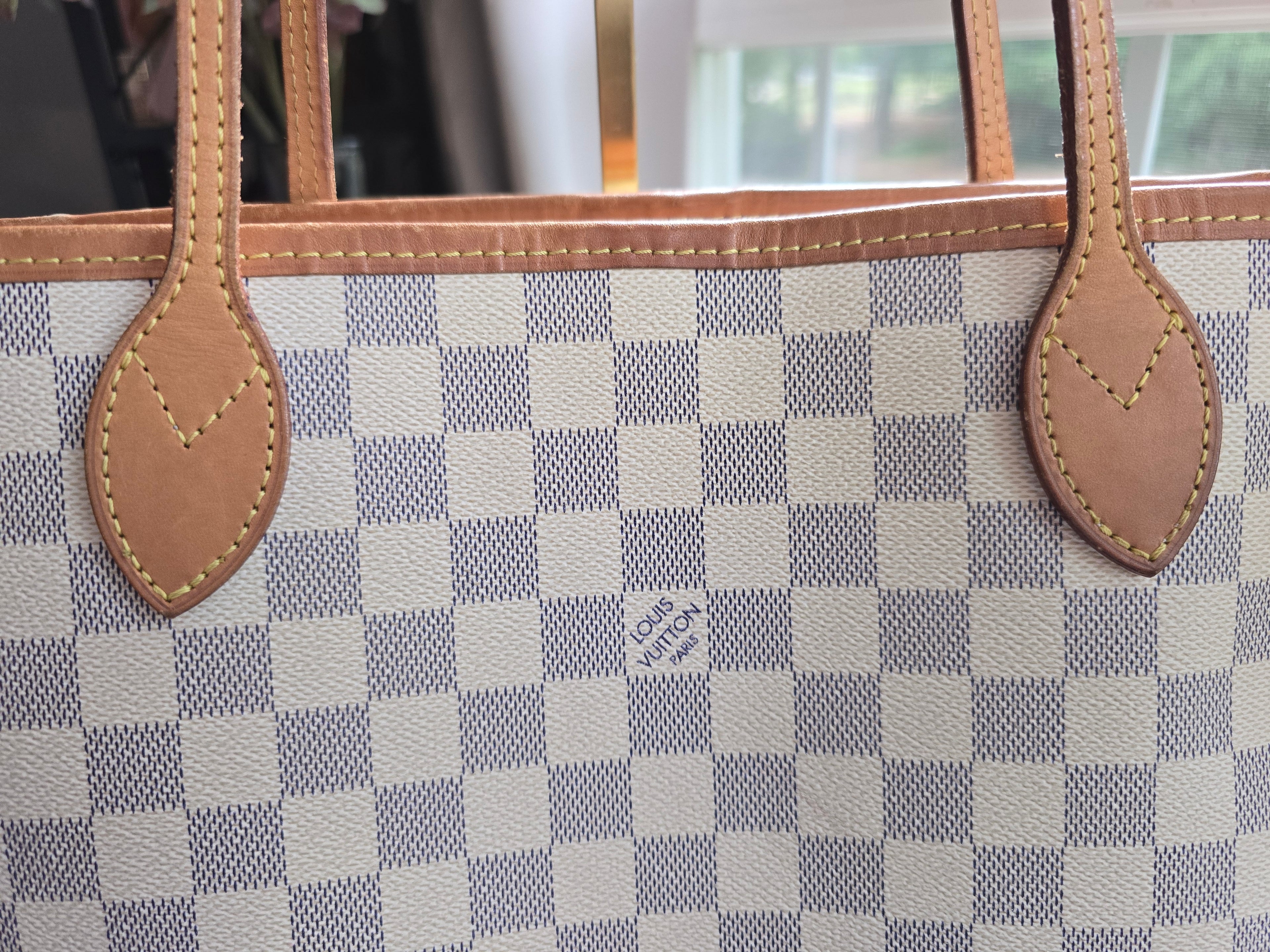 Authentic Louis Vuitton Damier Azur Ballerina Pink Neverfull MM with Pouch