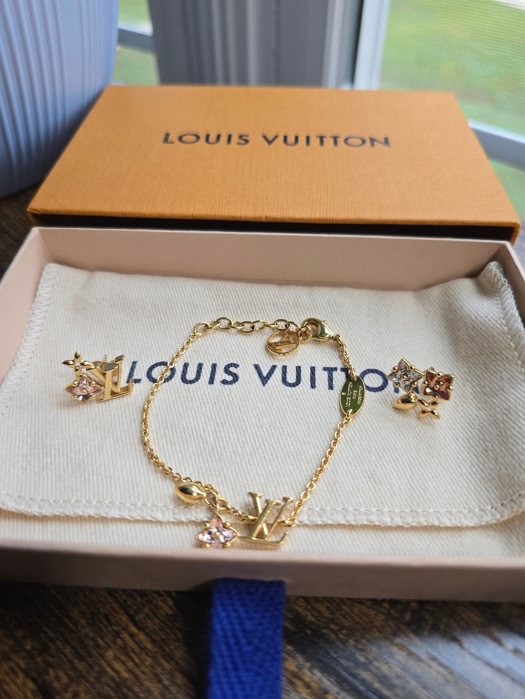 Authentic Louis Vuitton Loulougram Bracelet & Earring Set- Full Inclusion