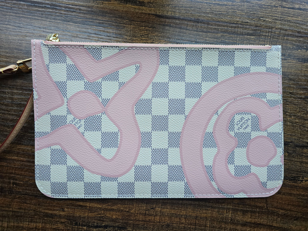 Authentic Louis Vuitton Damier Azur-Damier Tahitienne Neverfull Pouch MM