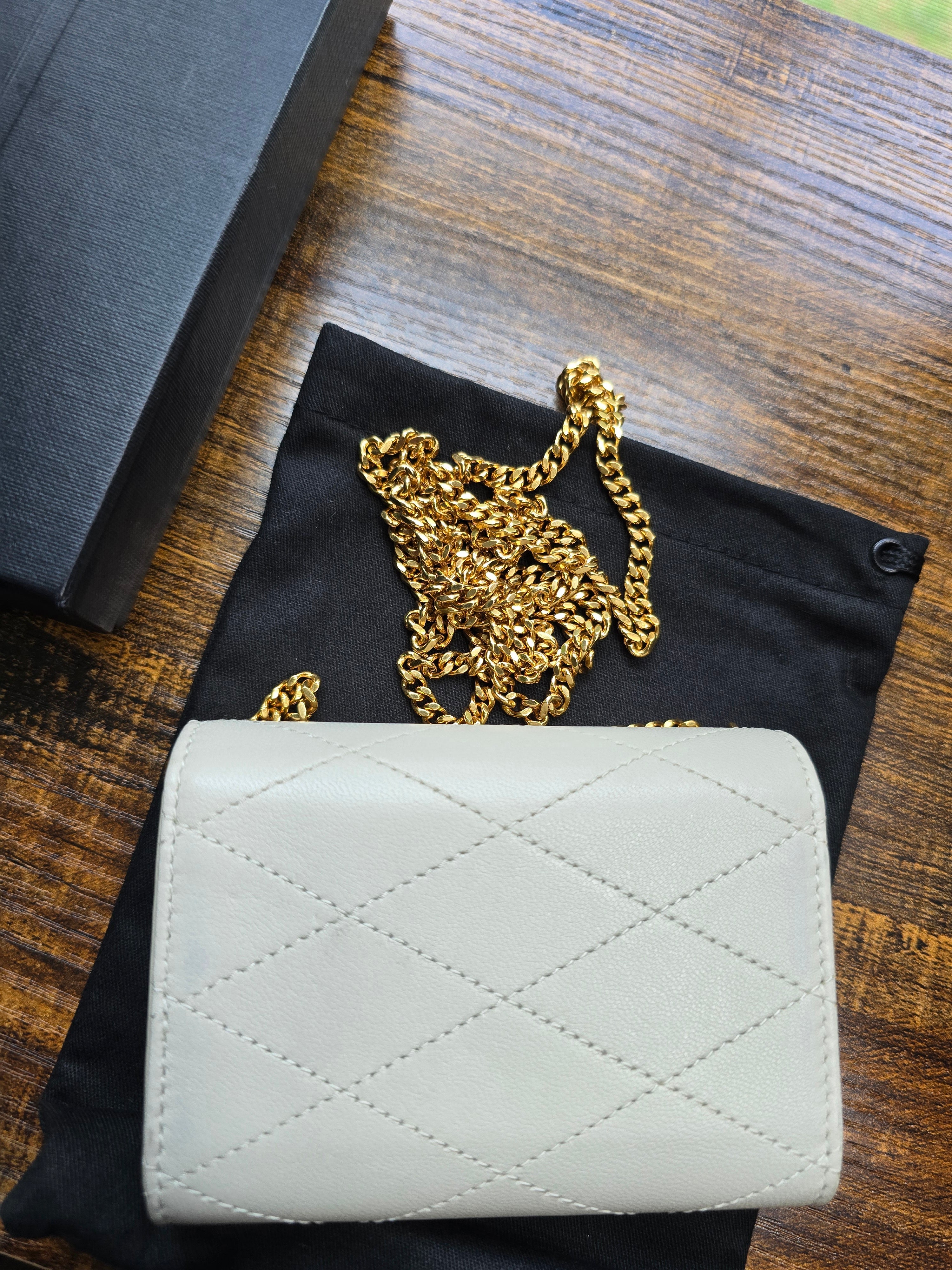 Authentic Saint Laurent Micro Wallet on a Chain- Full Inclusion