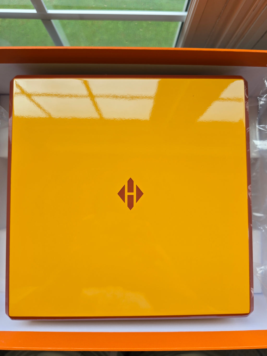 Authentic Hermès Facettes Yellow Lacquer Jewelry Box