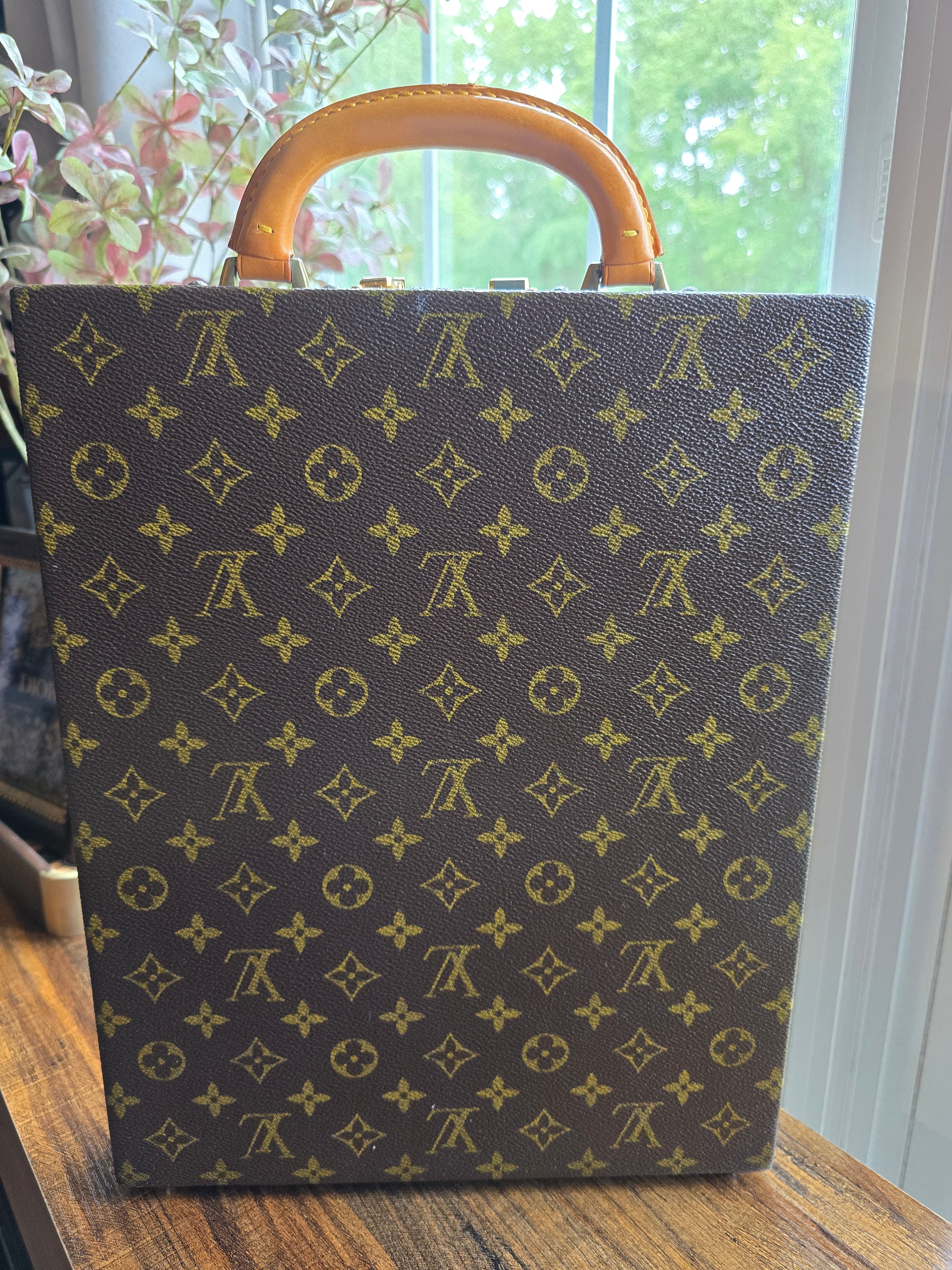 Authentic Louis Vuitton Attache Case Vertical Monogram Canvas Briefcase