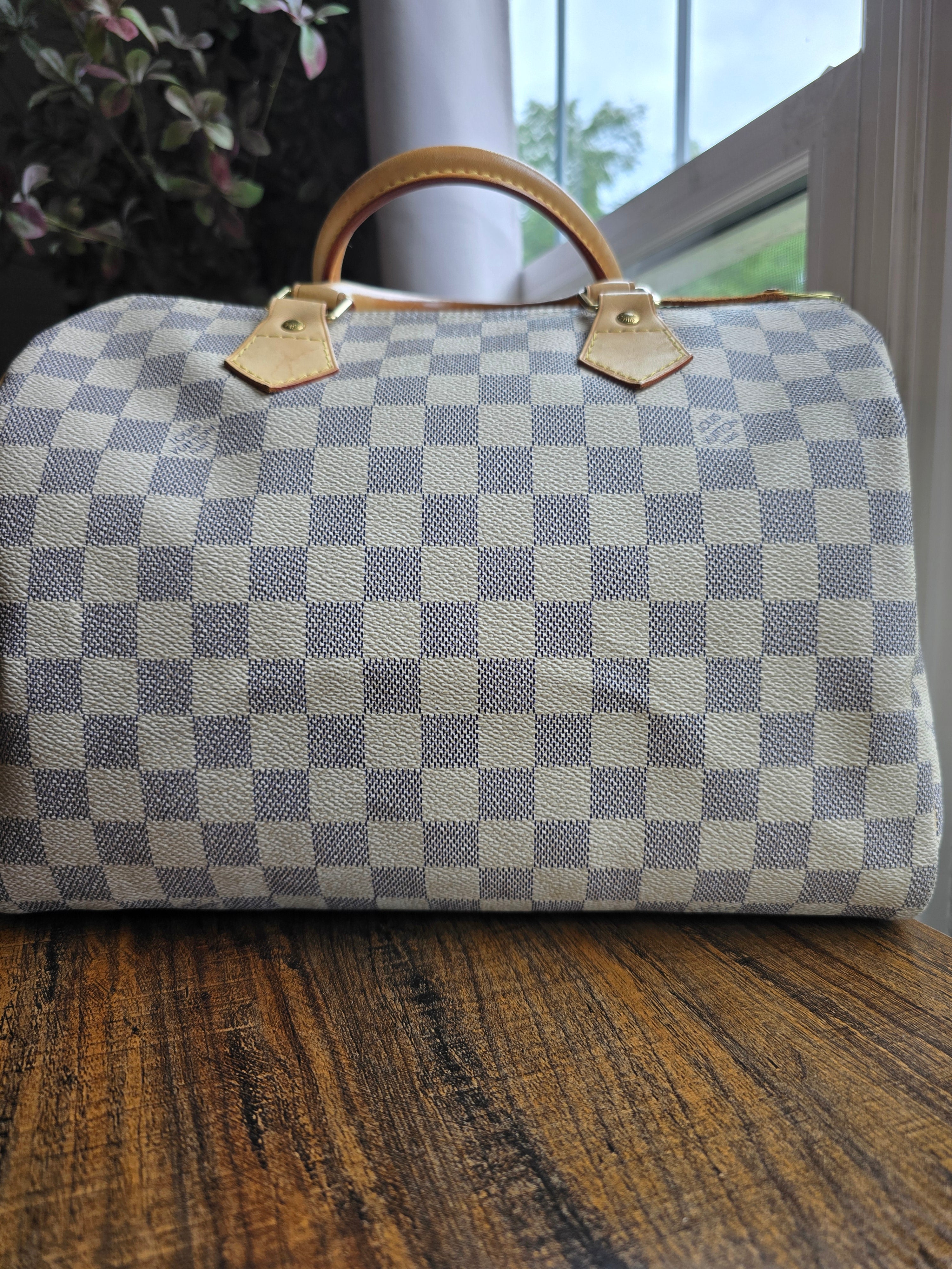 Authentic Louis Vuitton Damier Azur Speedy 30 (2007), Louis Vuitton Summer Garden BB Bandeau and Louis Vuitton Spring Street Chain Bag Charm