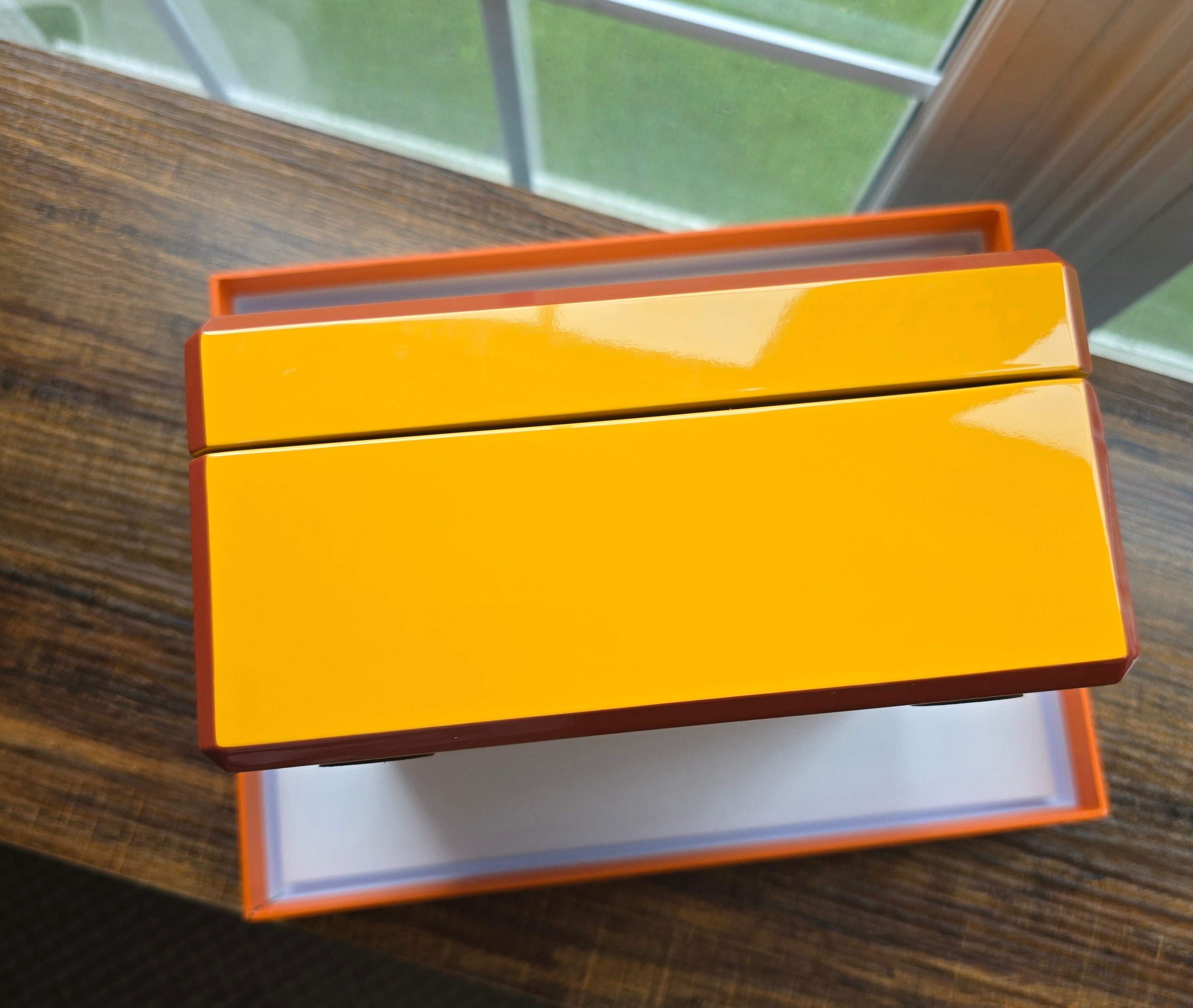 Authentic Hermès Facettes Yellow Lacquer Jewelry Box