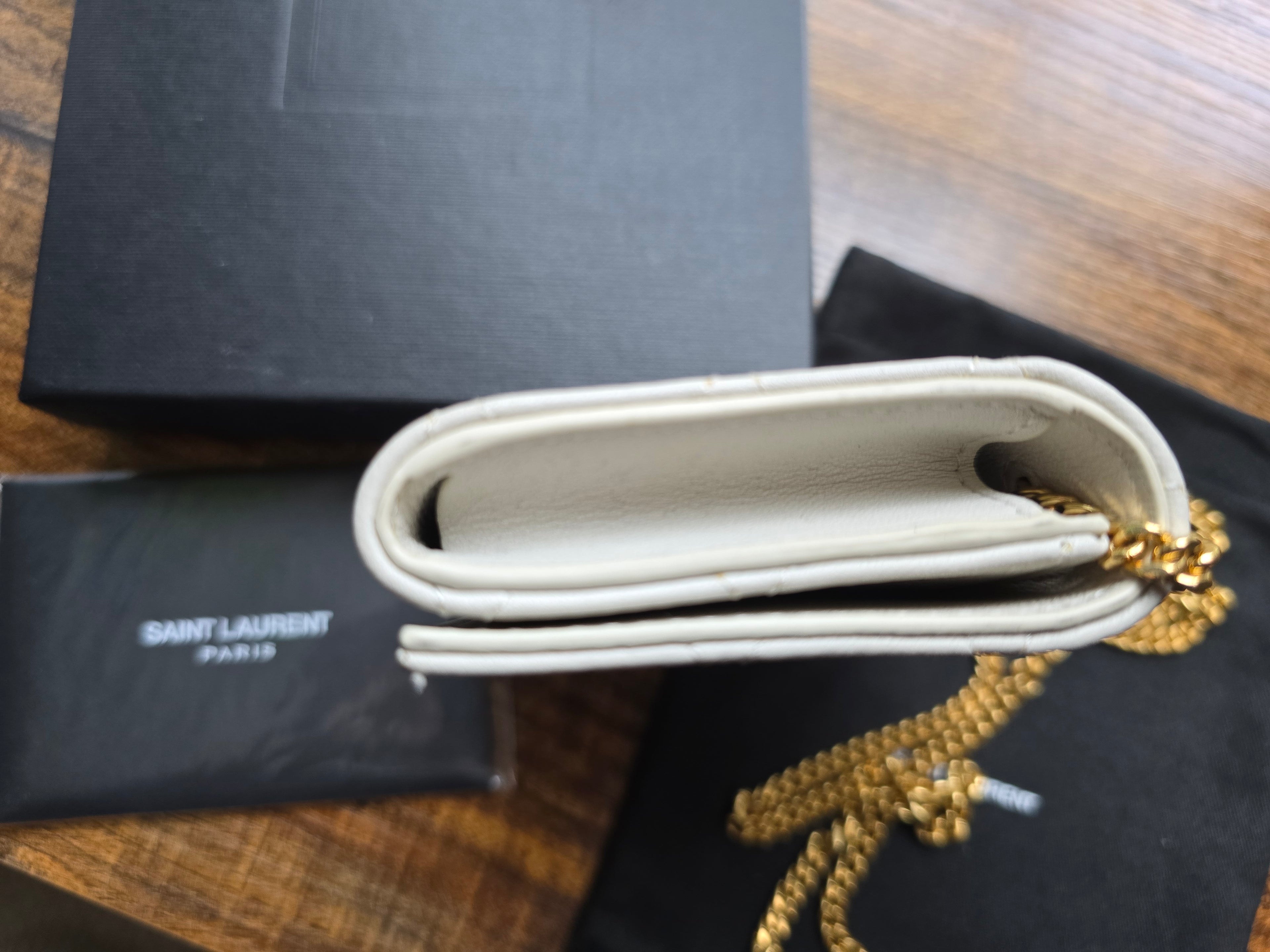 Authentic Saint Laurent Micro Wallet on a Chain- Full Inclusion