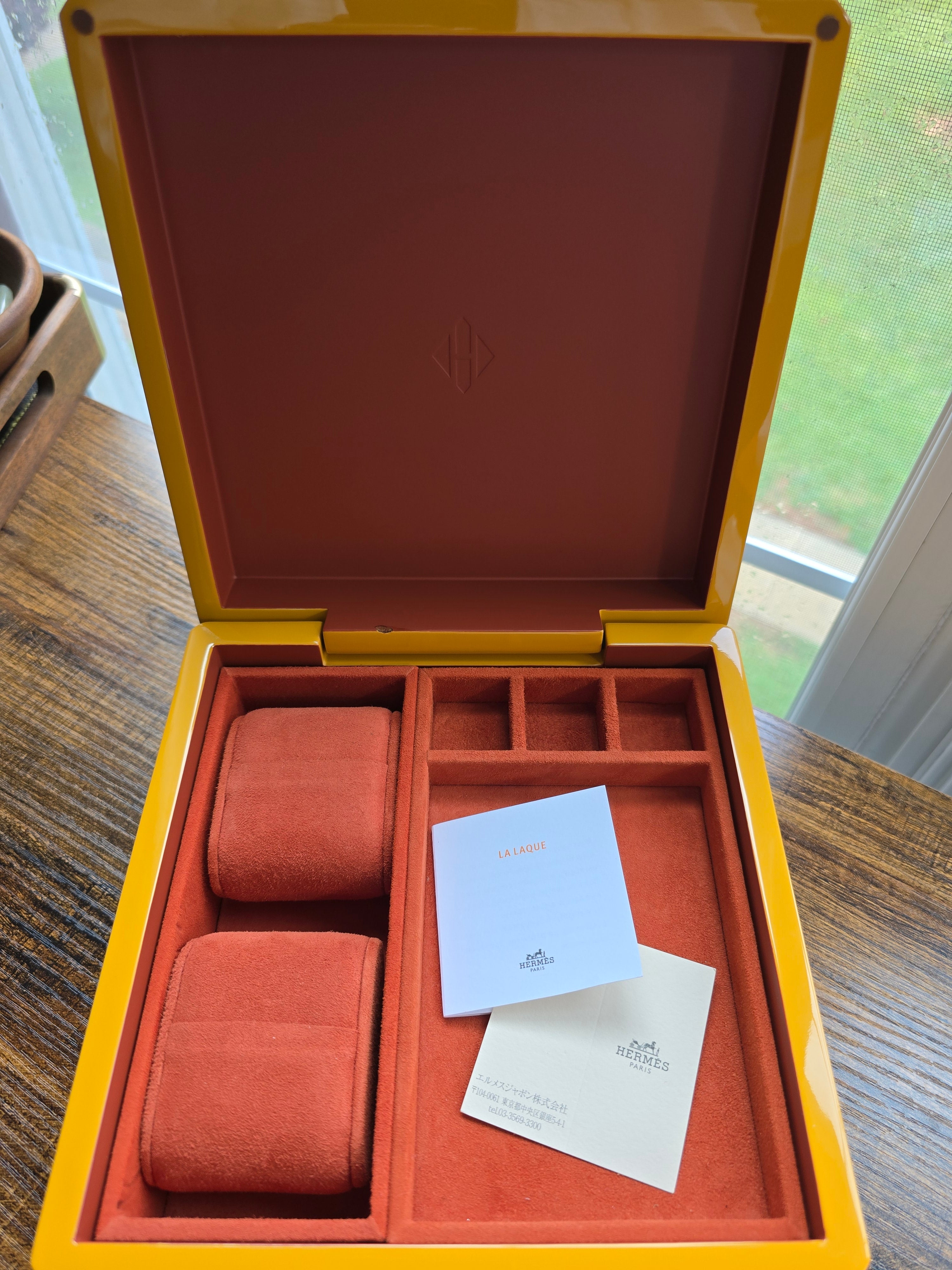Authentic Hermès Facettes Yellow Lacquer Jewelry Box