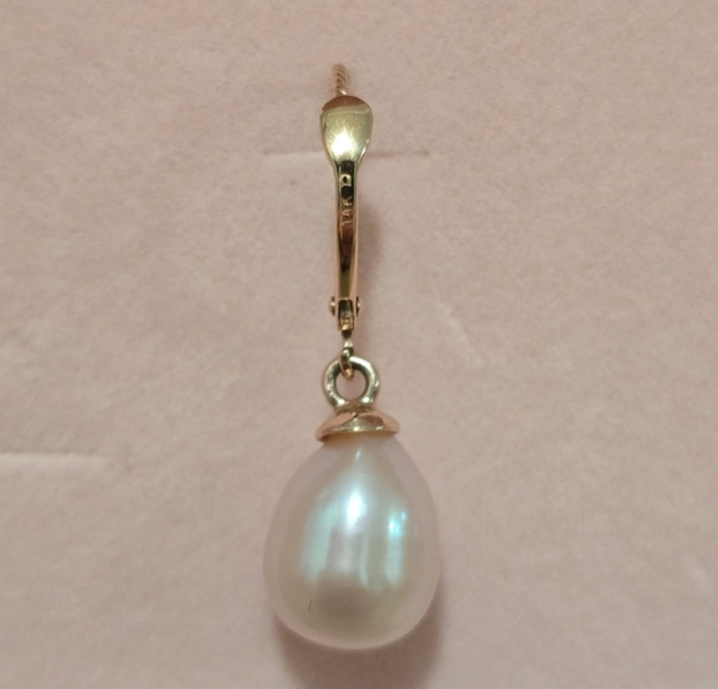 14K Rose Gold Cultured Freshwater Pearl, Opaque 8.5mm Drop Earrings