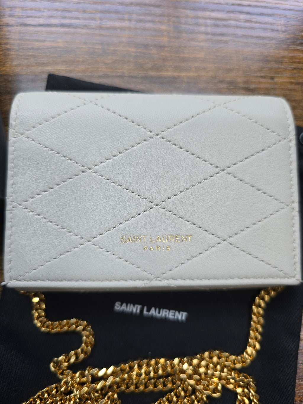 Authentic Saint Laurent Micro Wallet on a Chain- Full Inclusion