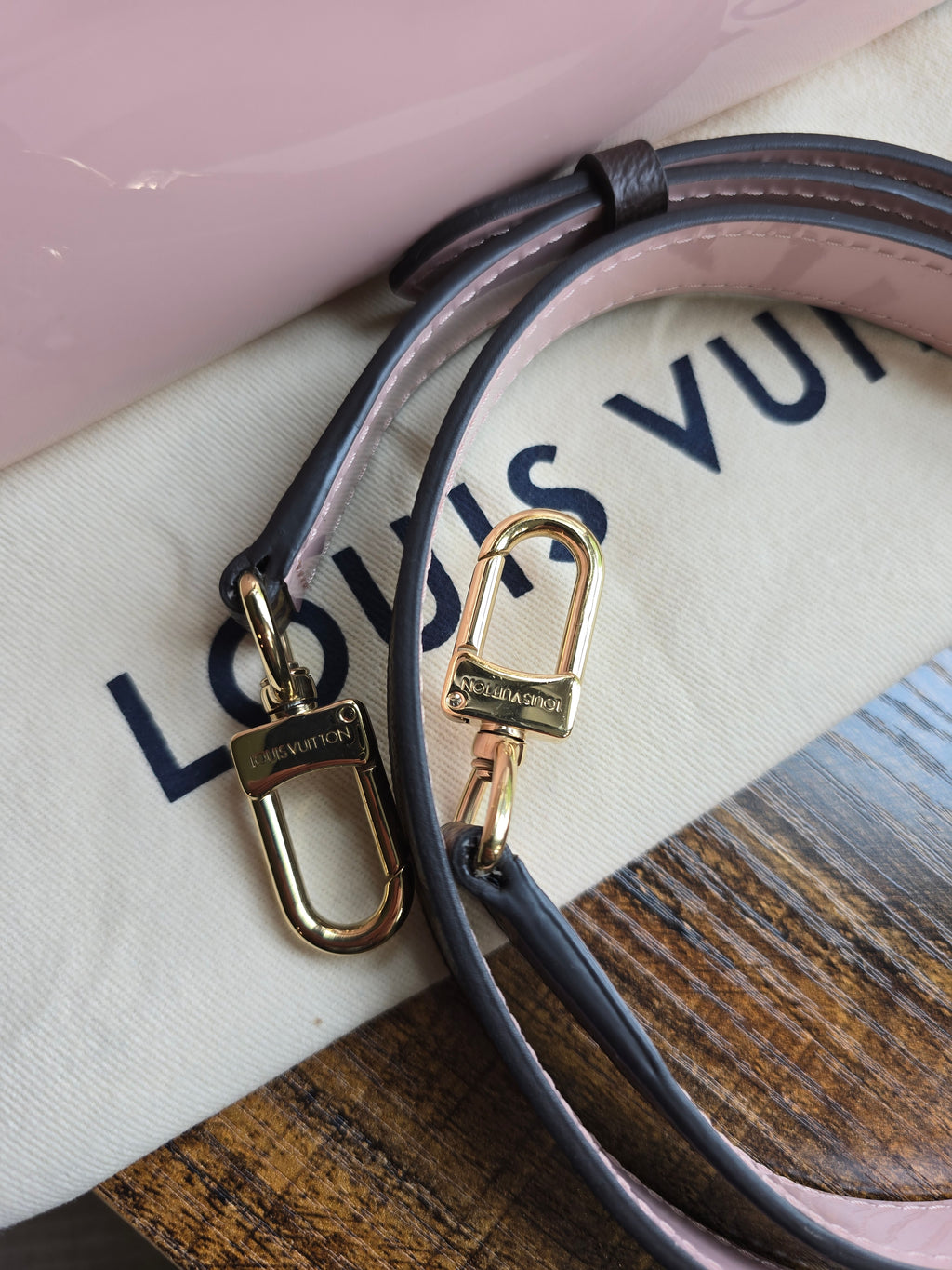 Authentic Louis Vuitton Cherrywood Vernis Leather Crossbody Bag (2019)